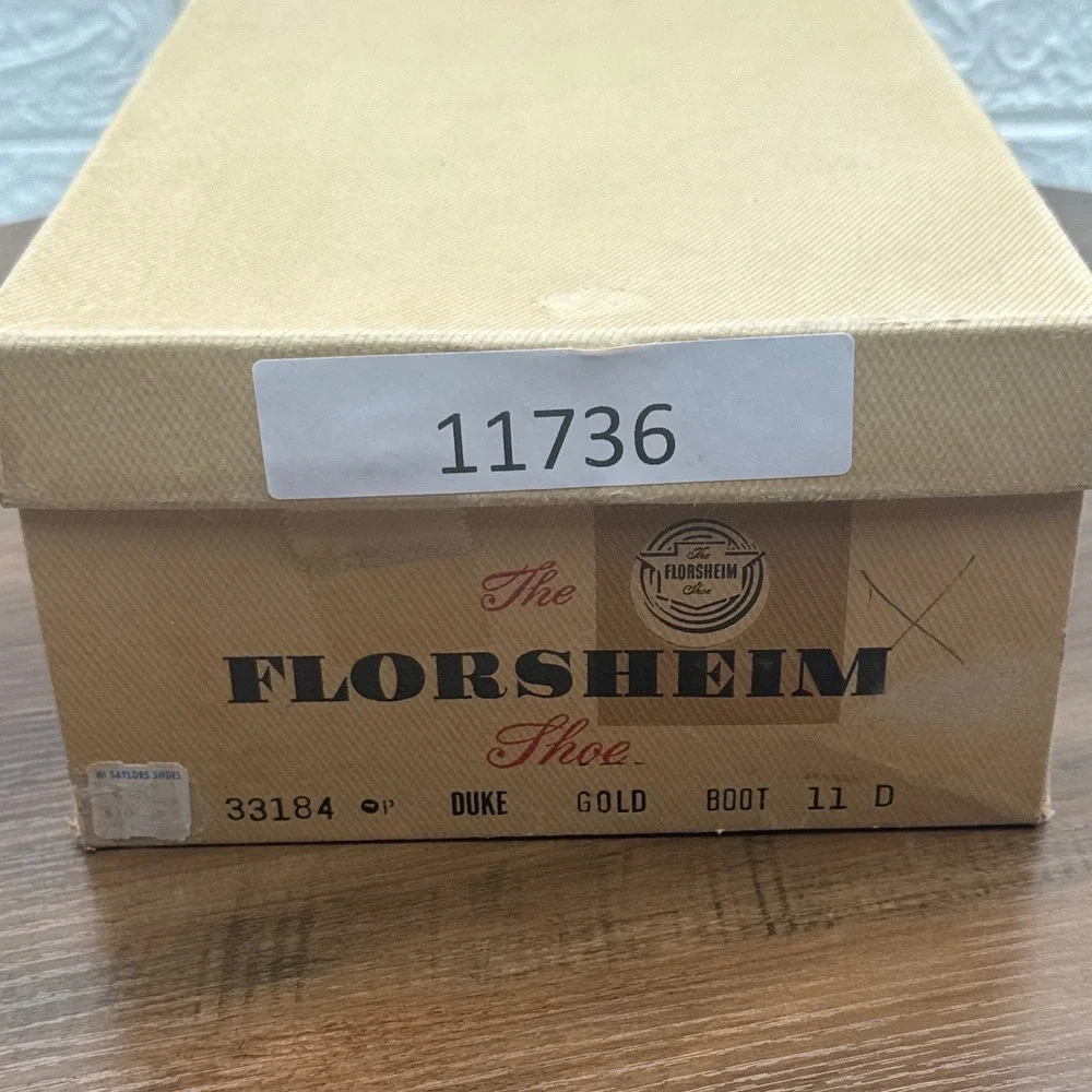 NOS Vintage 70s Florsheim Duke Leather Boots 11 D Gold Tan Side Zip Beatle NIB⁠